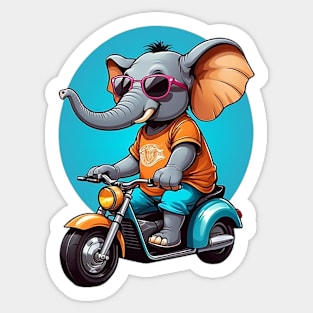 Motorbike Riding Elephant Sticker